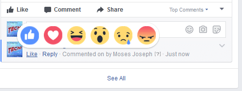 Facebook Introduces Reactions Of Users To Its Comment Box