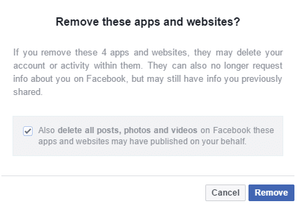 facebook apps REMOVE