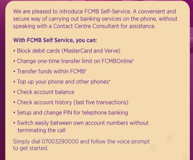 fcmb self service