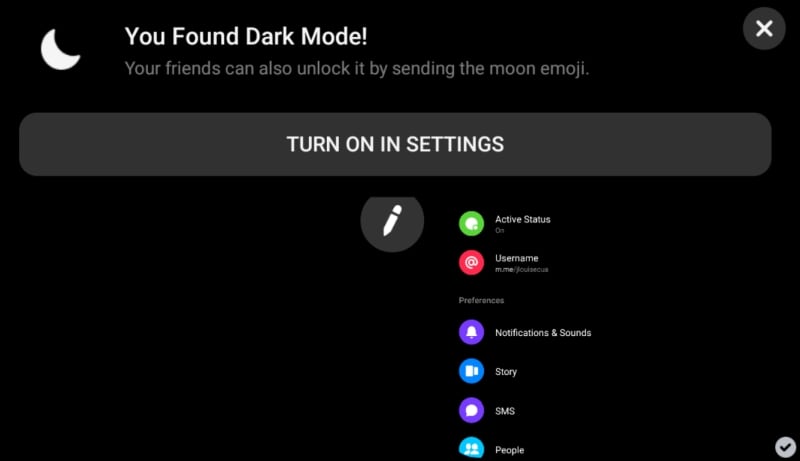 Facebook messenger dark mode