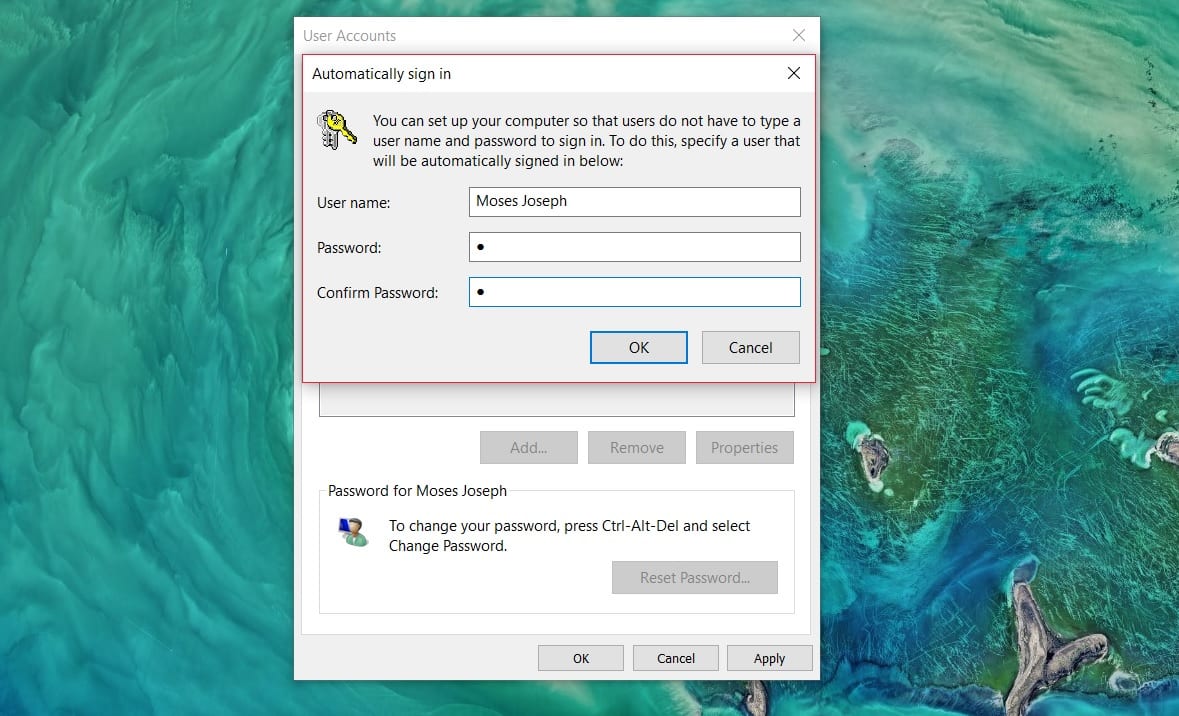 How to remove password in windows 10