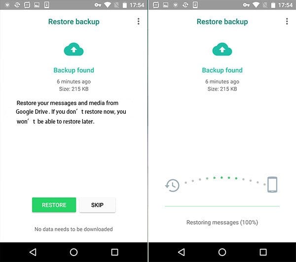 android restore whatsapp via google drive