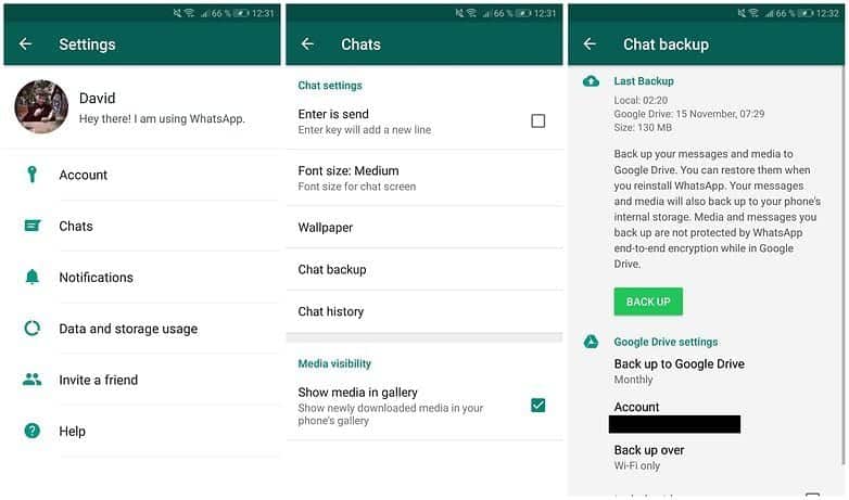 whatsapp backup on Android