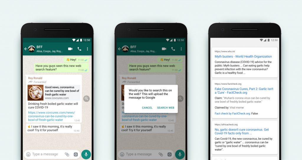 WhatsApp adds ability to fact-check forwarded messages with Google