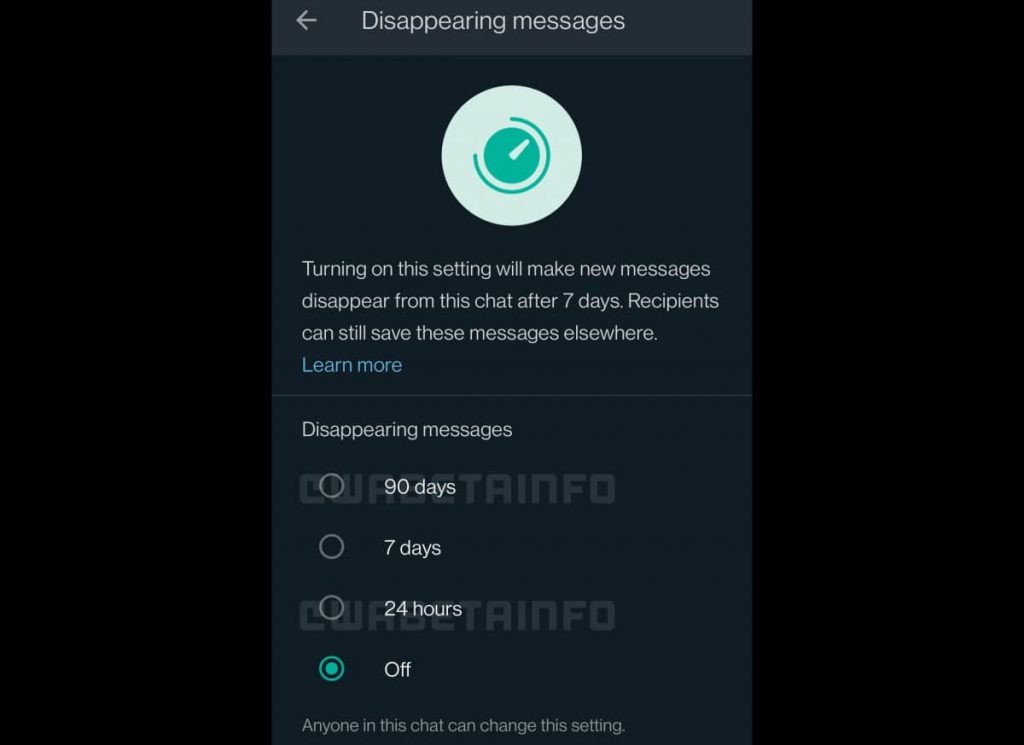 Whatsapp Disappearing Messages after 90days